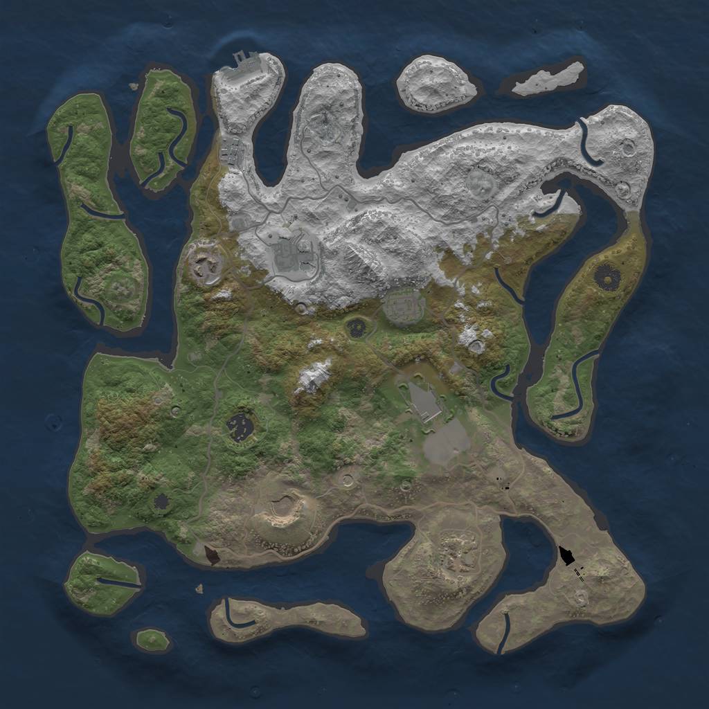 Rust Map: Procedural Map, Size: 4000, Seed: 396311, 12 Monuments