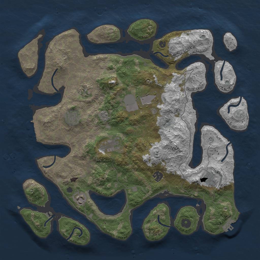 Rust Map: Procedural Map, Size: 4000, Seed: 535965, 13 Monuments