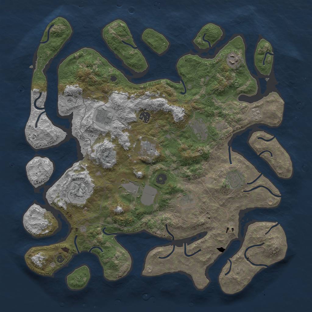 Rust Map: Procedural Map, Size: 4250, Seed: 379178, 13 Monuments