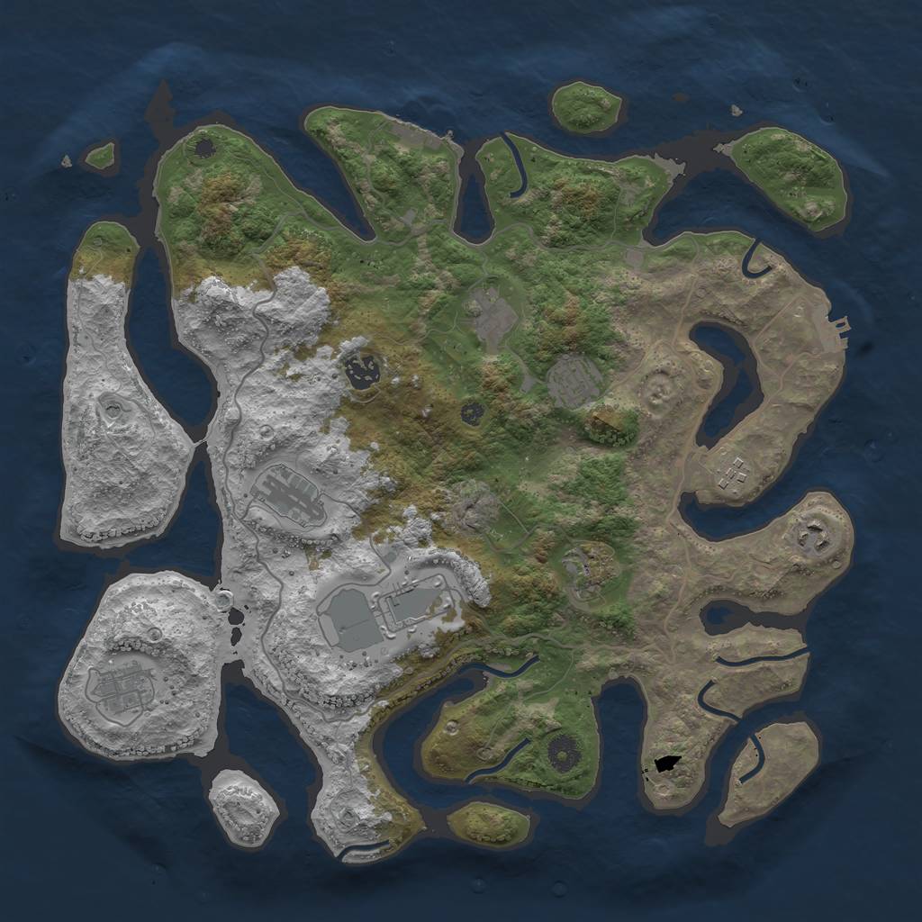 Rust Map: Procedural Map, Size: 4000, Seed: 506253, 14 Monuments