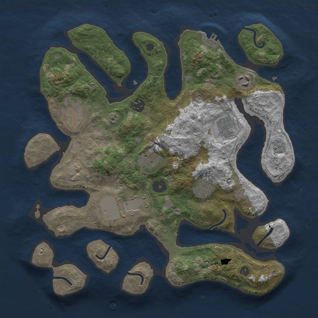 Rust Map: Procedural Map, Size: 3500, Seed: 724325815, 12 Monuments