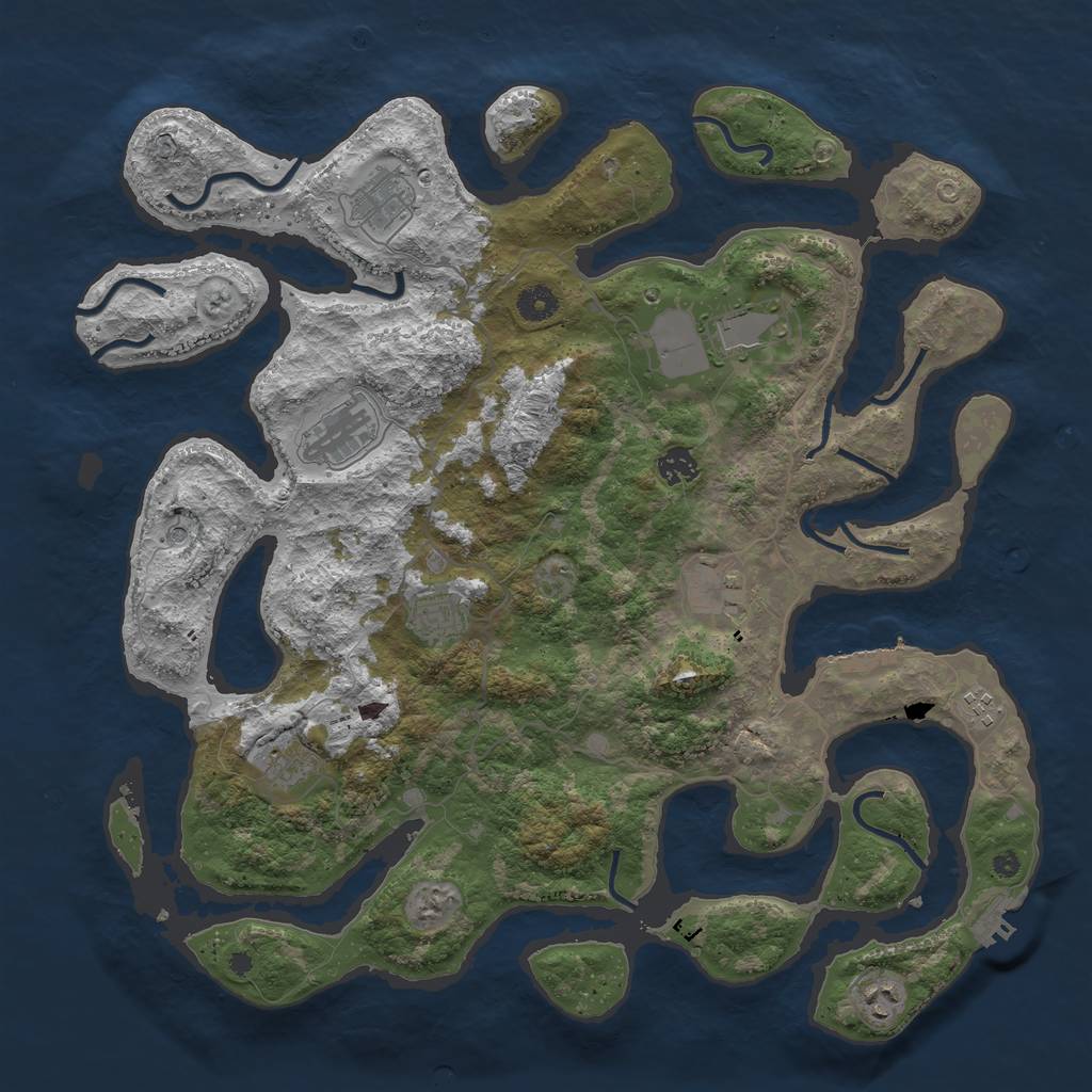 Rust Map: Procedural Map, Size: 4250, Seed: 555746, 14 Monuments