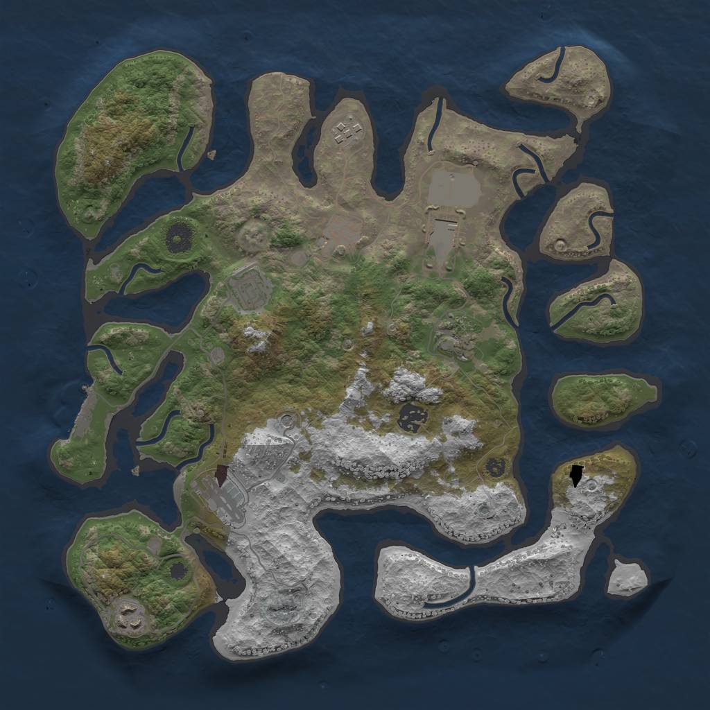 Rust Map: Procedural Map, Size: 3700, Seed: 376635754, 12 Monuments