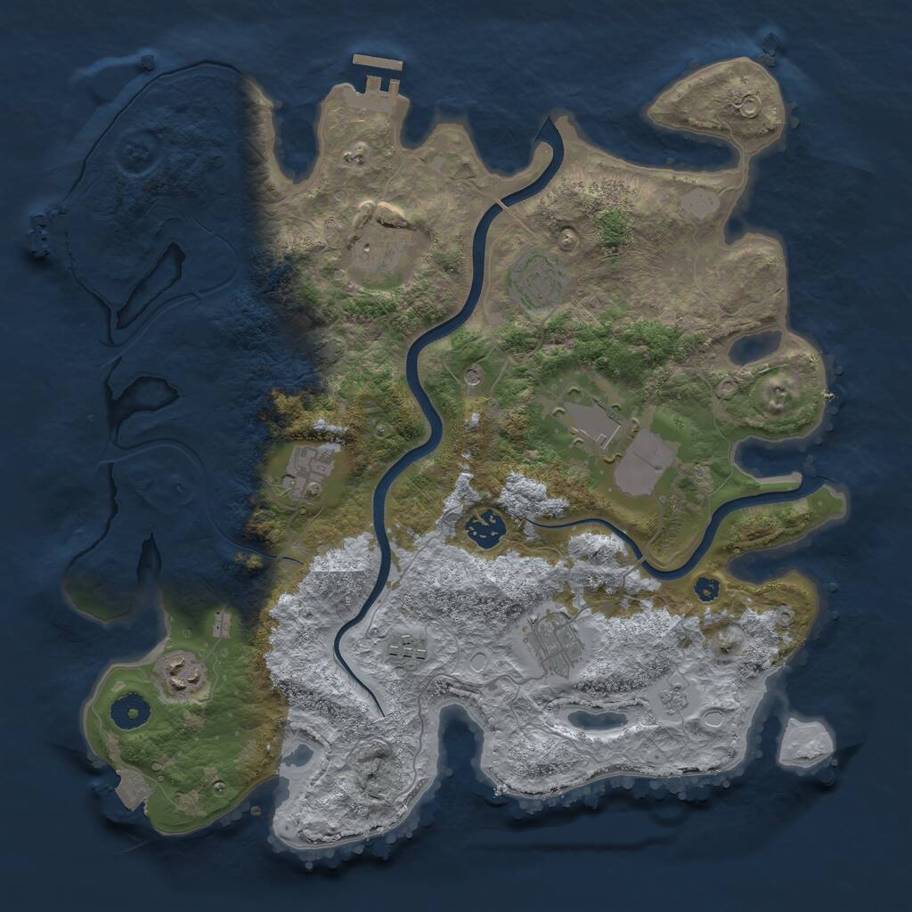 Rust Map: Procedural Map, Size: 3700, Seed: 376635754, 14 Monuments