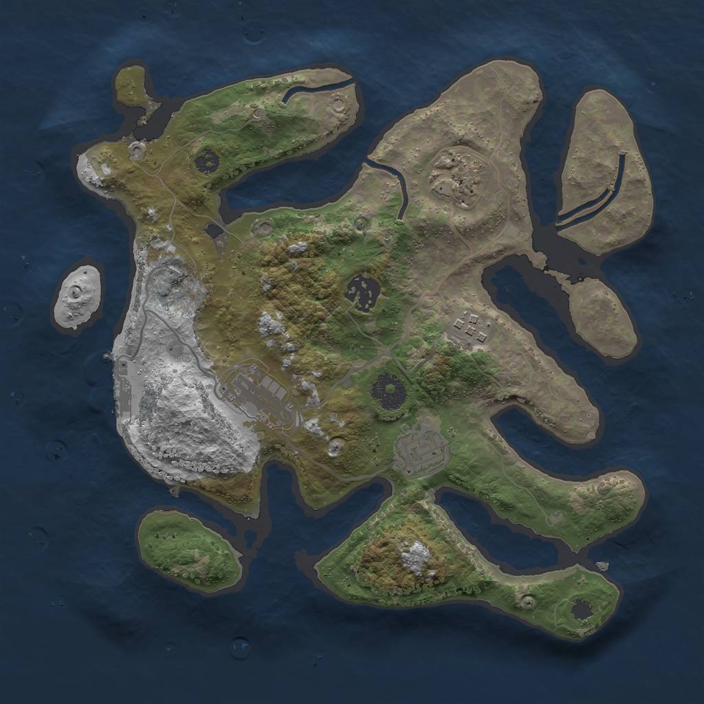 Rust Map: Procedural Map, Size: 3000, Seed: 720428723, 8 Monuments