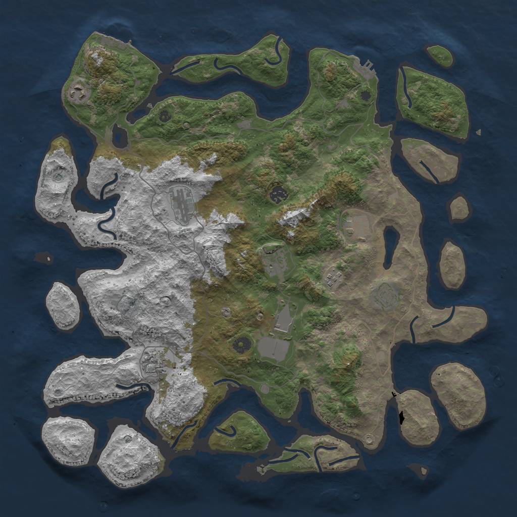 Rust Map: Procedural Map, Size: 4500, Seed: 529172811, 14 Monuments