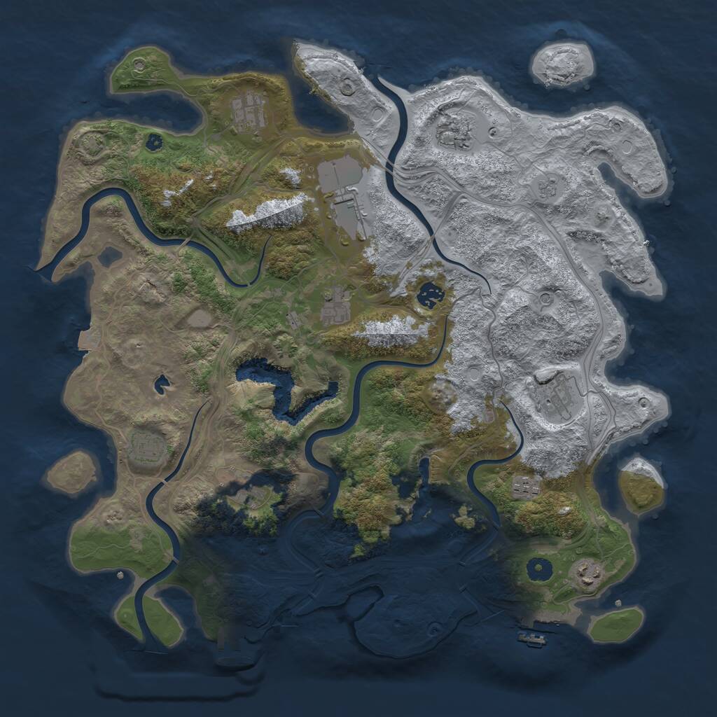 Rust Map: Procedural Map, Size: 4250, Seed: 873879, 16 Monuments