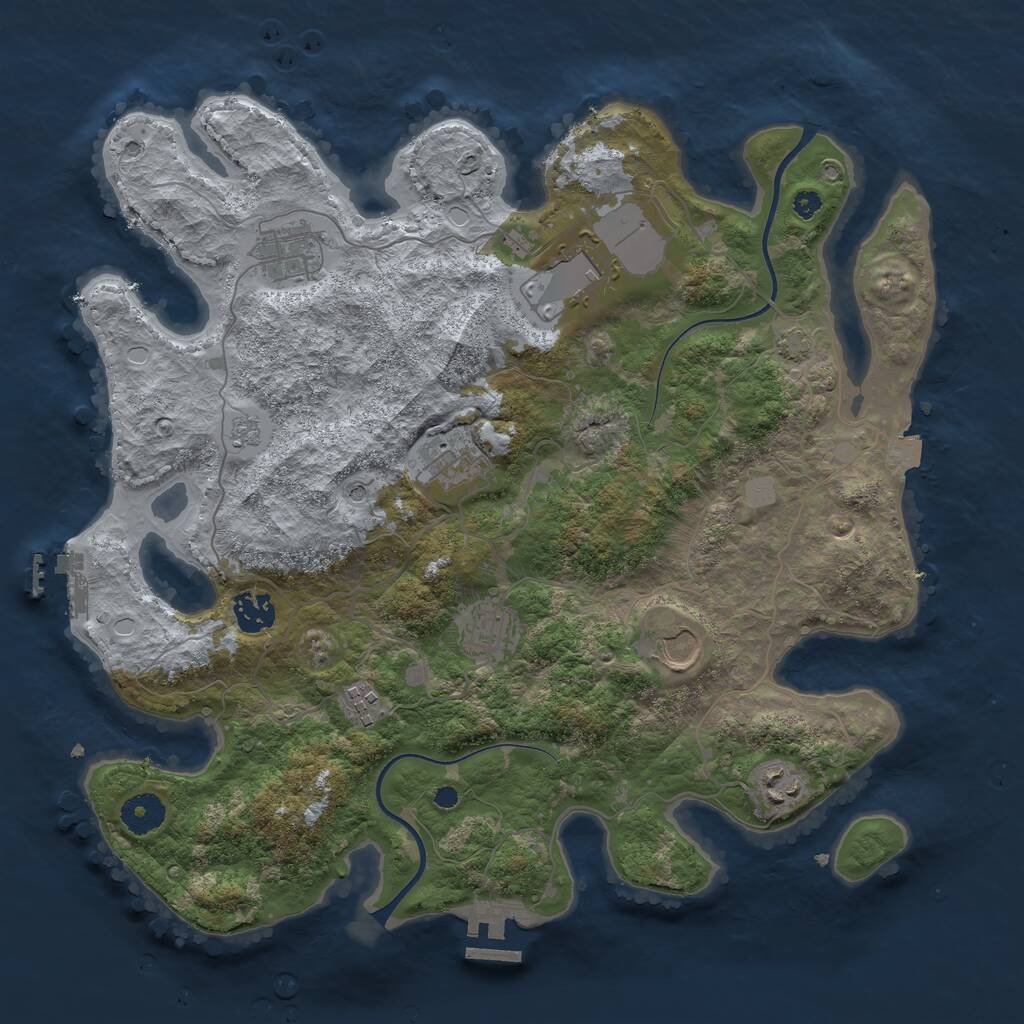Rust Map: Procedural Map, Size: 3700, Seed: 17, 14 Monuments