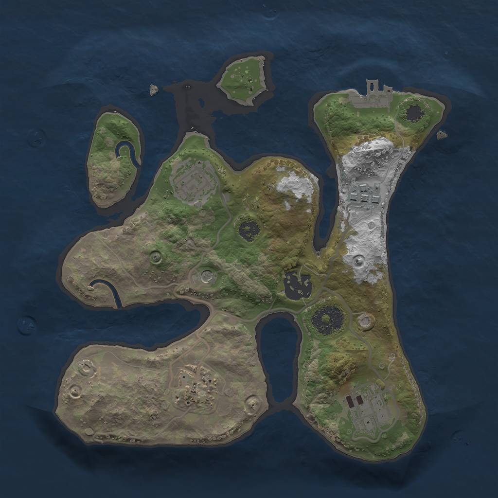 Rust Map: Procedural Map, Size: 2500, Seed: 7856374, 9 Monuments