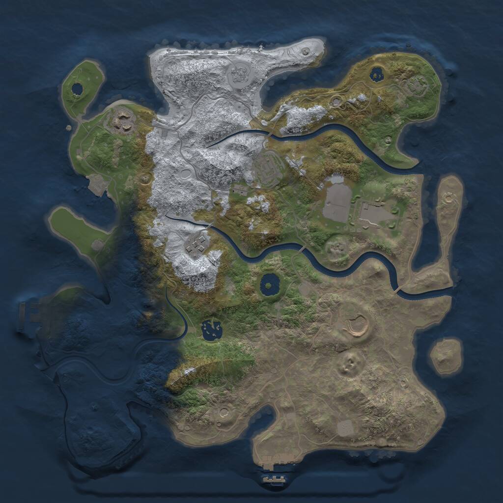 Rust Map: Procedural Map, Size: 3500, Seed: 1505685762, 12 Monuments