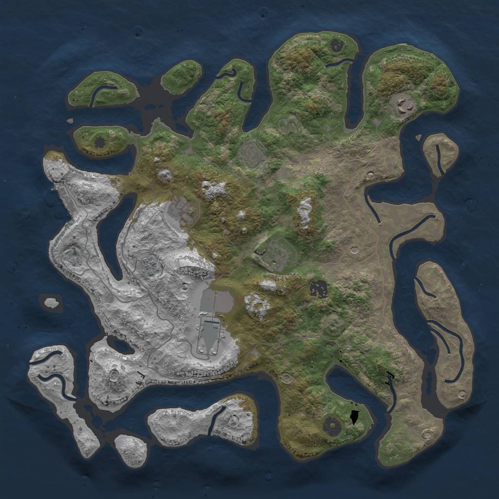 Rust Map: Procedural Map, Size: 4000, Seed: 39852887, 11 Monuments