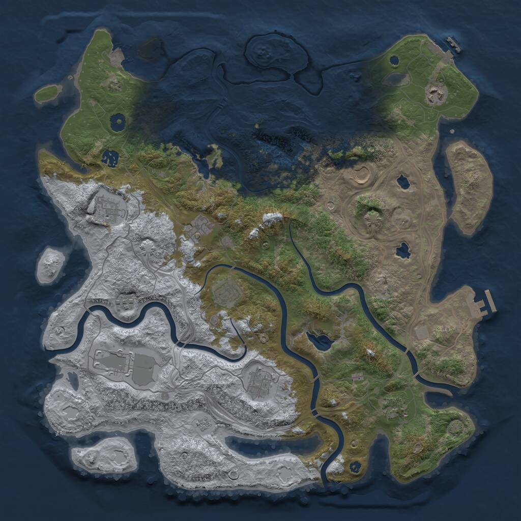 Rust Map: Procedural Map, Size: 4500, Seed: 1851369563, 16 Monuments