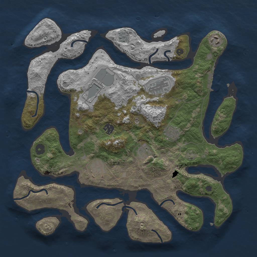 Rust Map: Procedural Map, Size: 3750, Seed: 724401, 12 Monuments