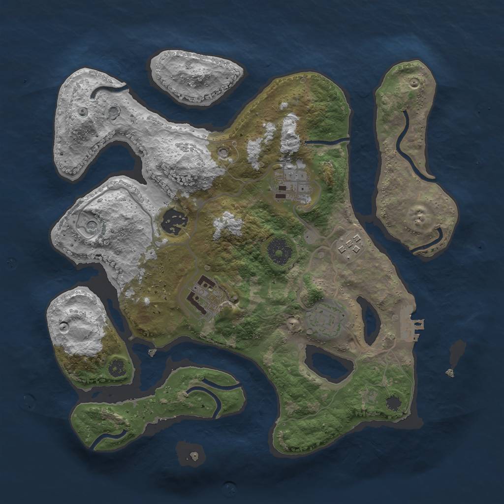 Rust Map: Procedural Map, Size: 3000, Seed: 1147309852, 9 Monuments