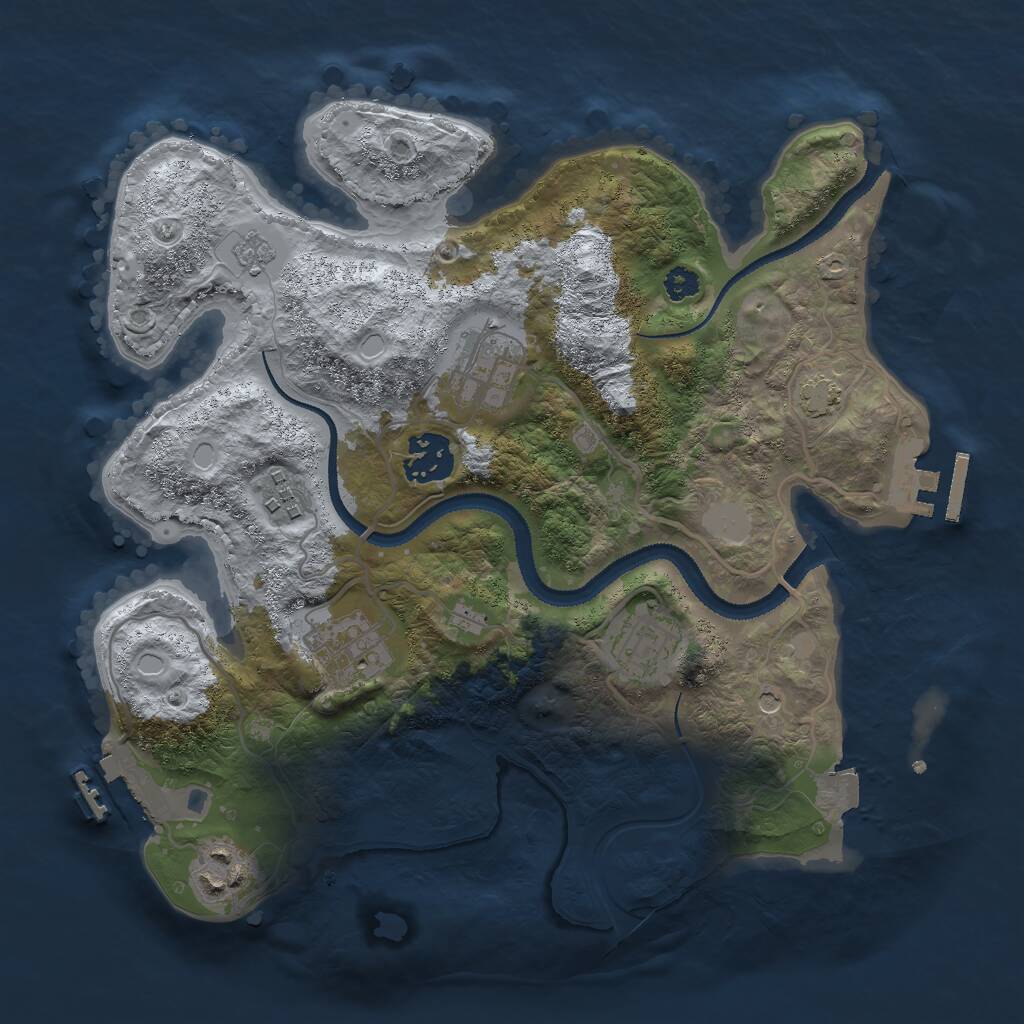 Rust Map: Procedural Map, Size: 3000, Seed: 1147309852, 12 Monuments