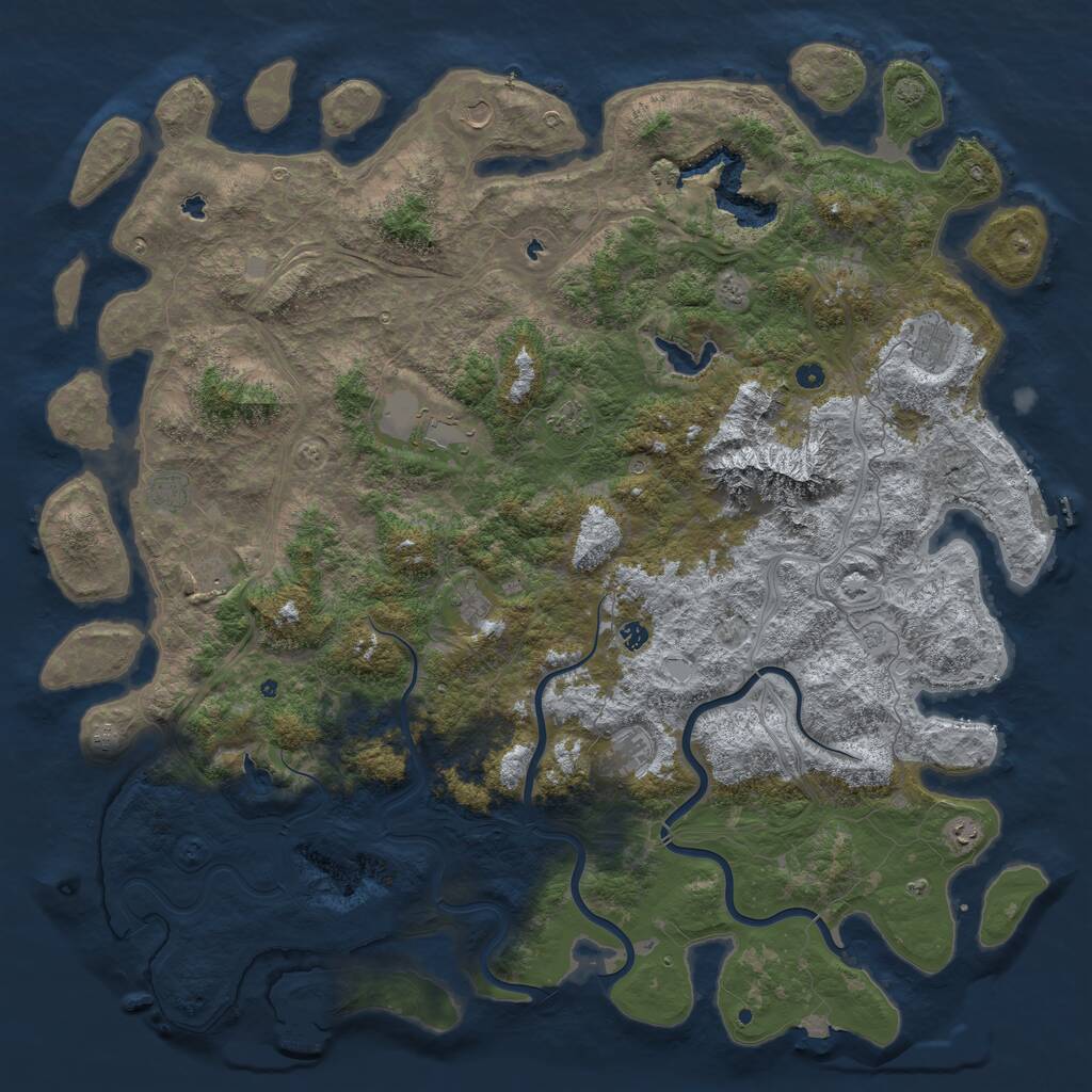 Rust Map: Procedural Map, Size: 6000, Seed: 82982, 17 Monuments