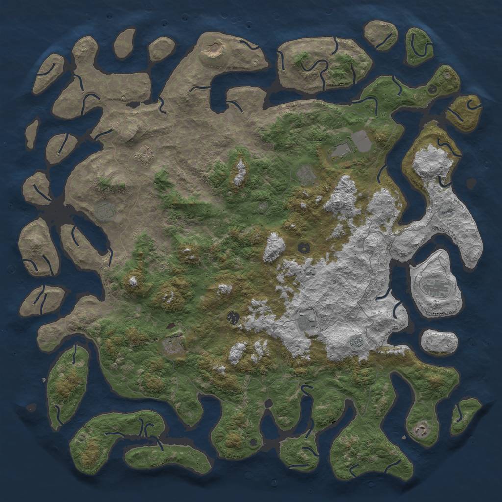 Rust Map: Procedural Map, Size: 6000, Seed: 82982, 14 Monuments