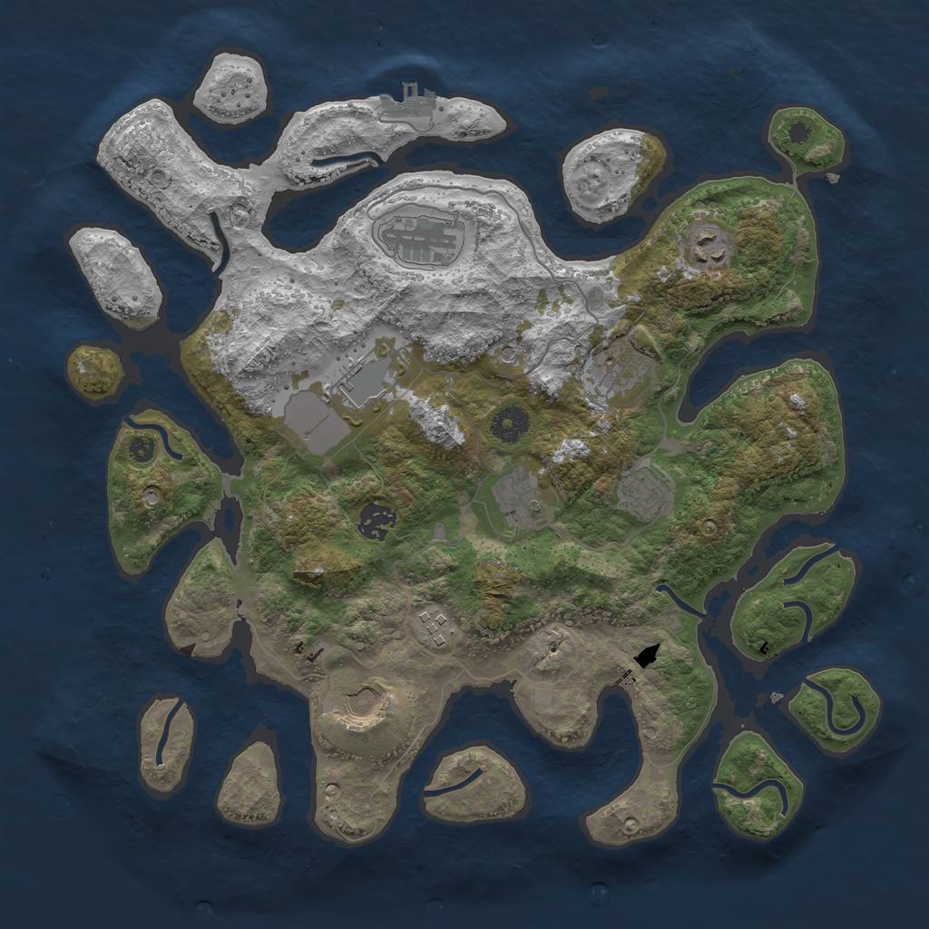 Rust Map: Procedural Map, Size: 3750, Seed: 19297126, 13 Monuments