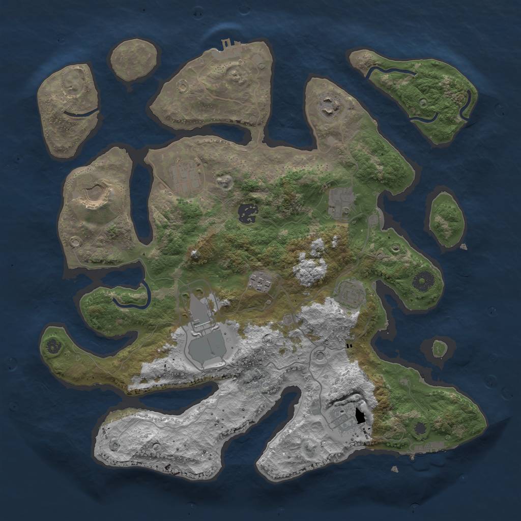 Rust Map: Procedural Map, Size: 3750, Seed: 886189681, 14 Monuments