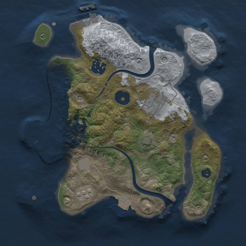 Rust Map: Procedural Map, Size: 2500, Seed: 91038132, 8 Monuments