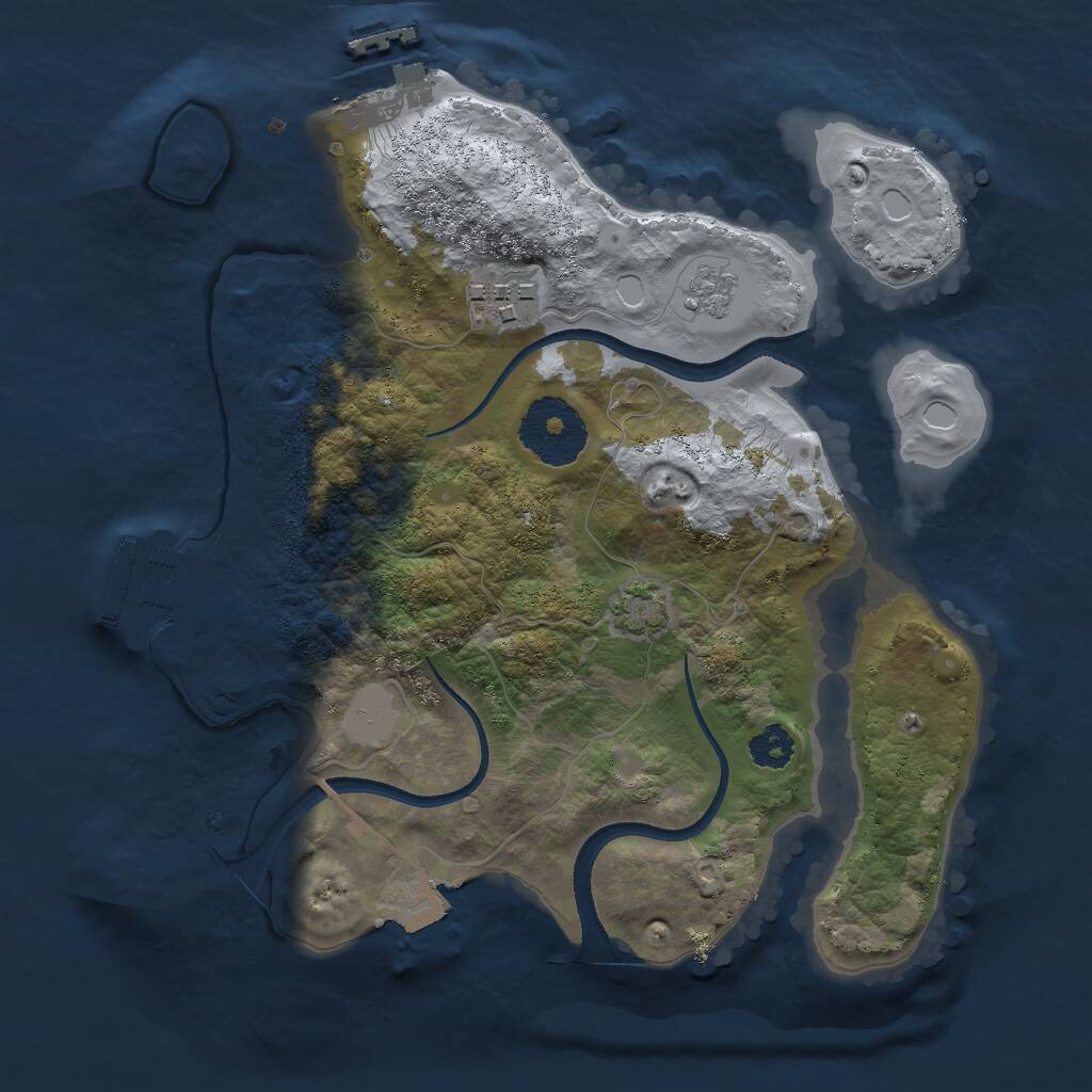 Rust Map: Procedural Map, Size: 2500, Seed: 91038132, 6 Monuments