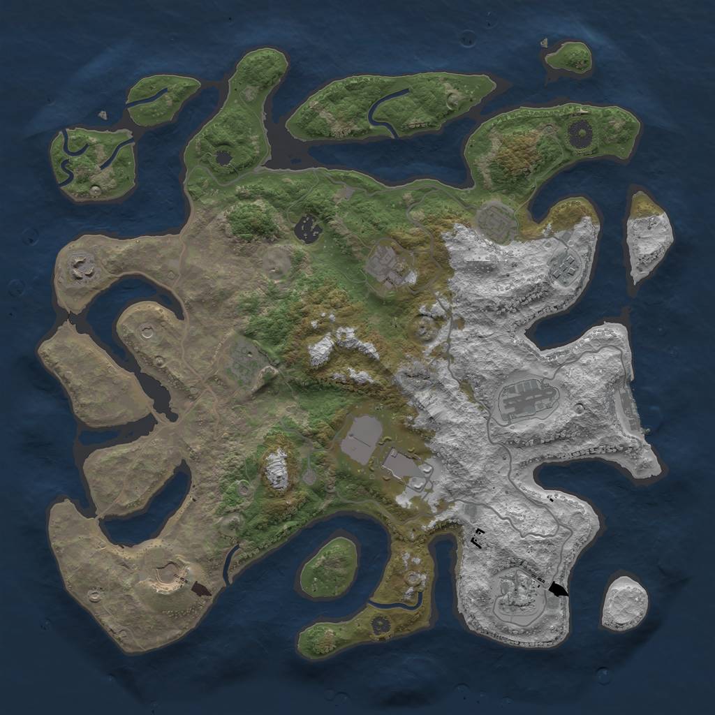 Rust Map: Procedural Map, Size: 4000, Seed: 209076, 14 Monuments