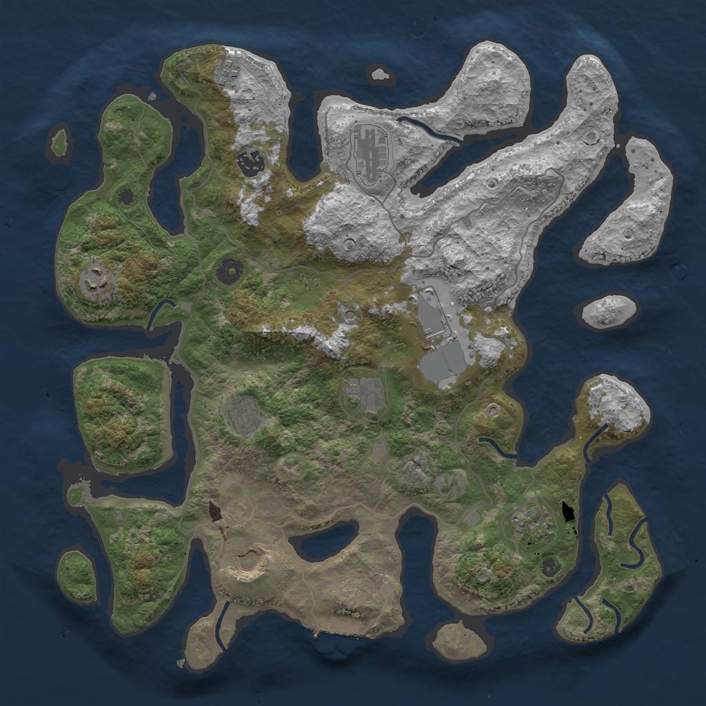 Rust Map: Procedural Map, Size: 4000, Seed: 746077, 13 Monuments