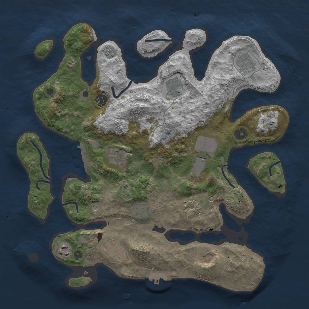 Rust Map: Procedural Map, Size: 3750, Seed: 1399362309, 16 Monuments