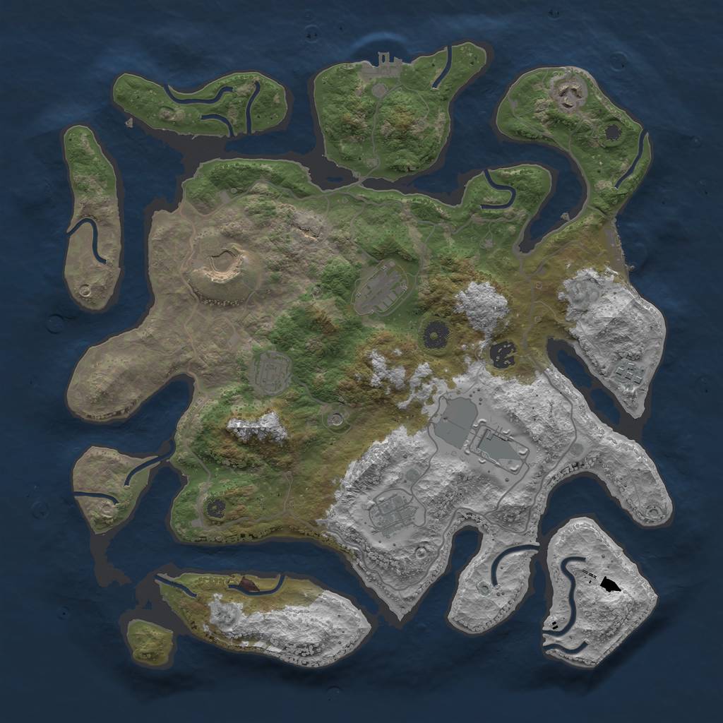 Rust Map: Procedural Map, Size: 4000, Seed: 360004, 13 Monuments