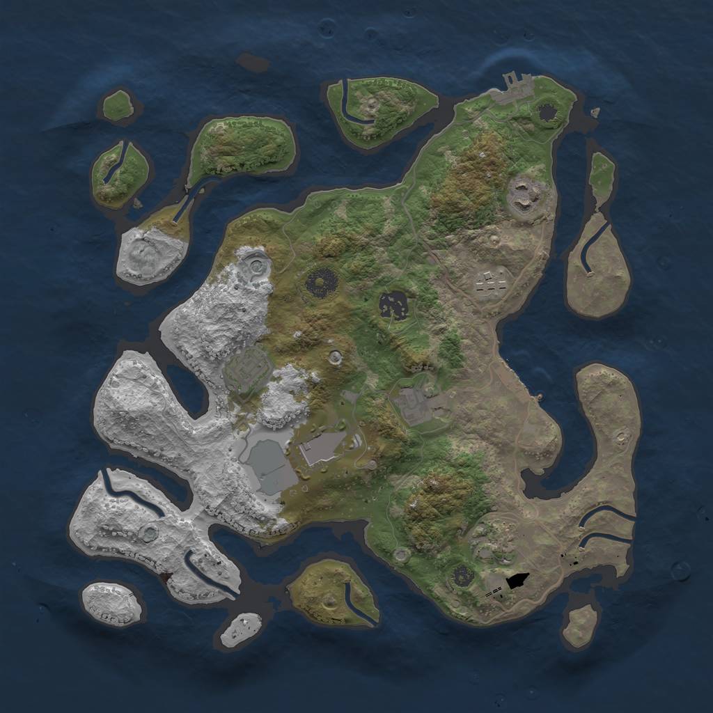 Rust Map: Procedural Map, Size: 3500, Seed: 4123111, 12 Monuments