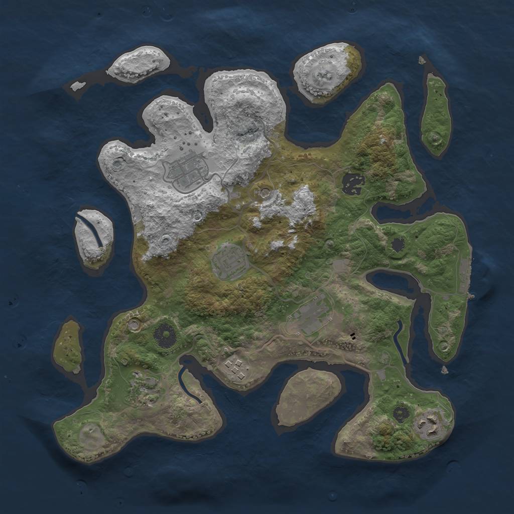 Rust Map: Procedural Map, Size: 3300, Seed: 1813175694, 11 Monuments