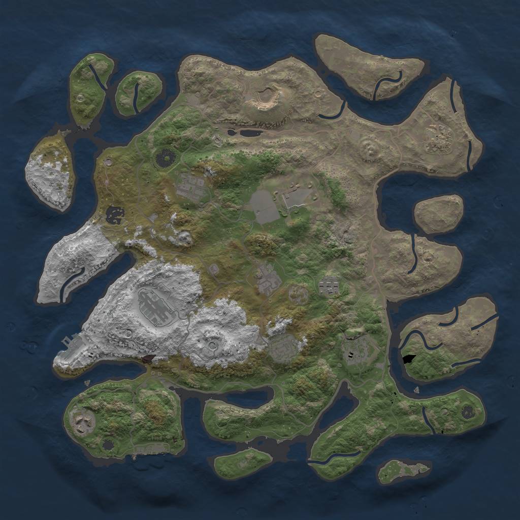 Rust Map: Procedural Map, Size: 4100, Seed: 889170721, 16 Monuments