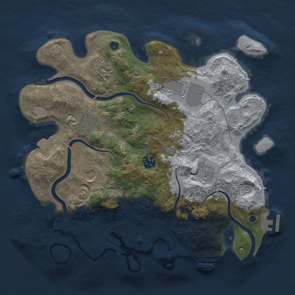 Rust Map: Procedural Map, Size: 3500, Seed: 619921, 13 Monuments