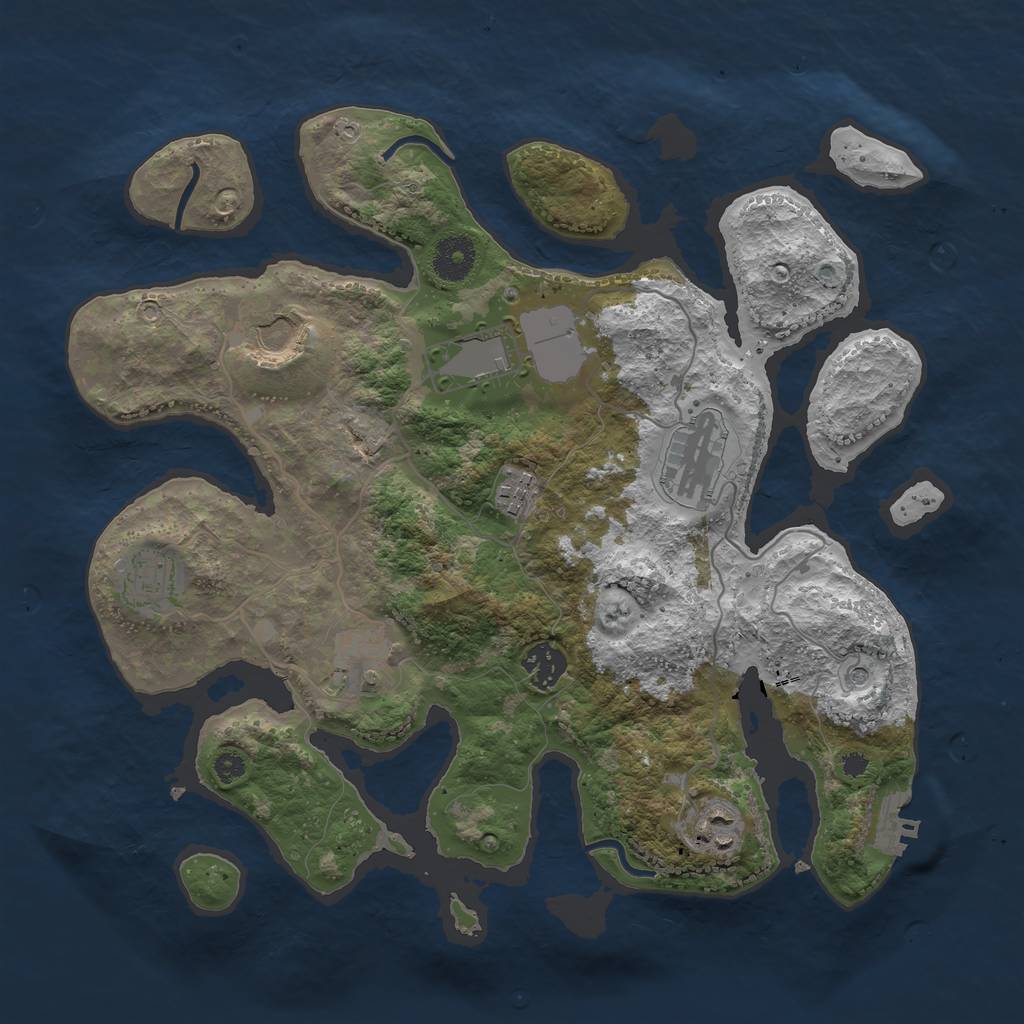 Rust Map: Procedural Map, Size: 3500, Seed: 619921, 12 Monuments