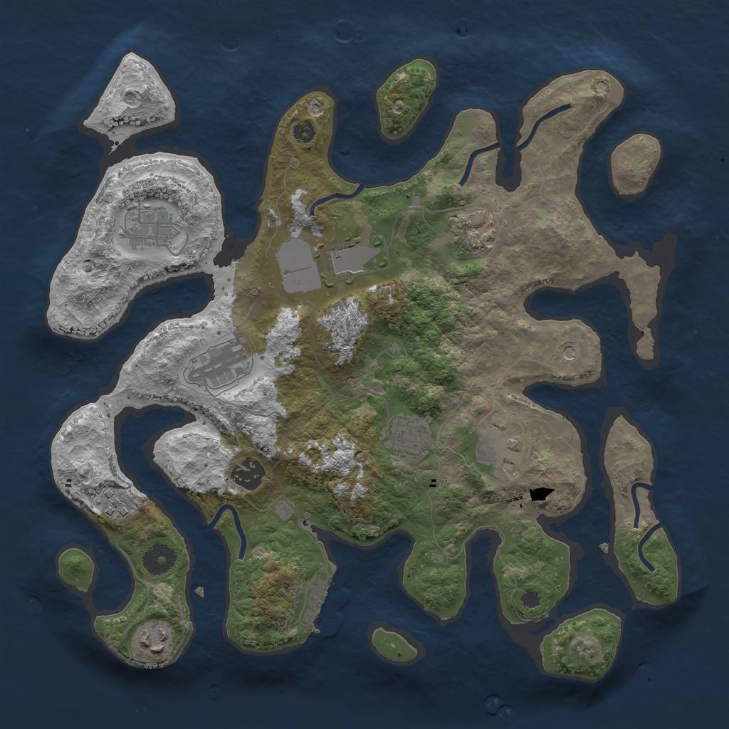 Rust Map: Procedural Map, Size: 3500, Seed: 1942854525, 13 Monuments