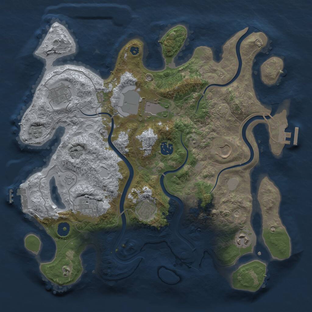 Rust Map: Procedural Map, Size: 3500, Seed: 1942854525, 14 Monuments