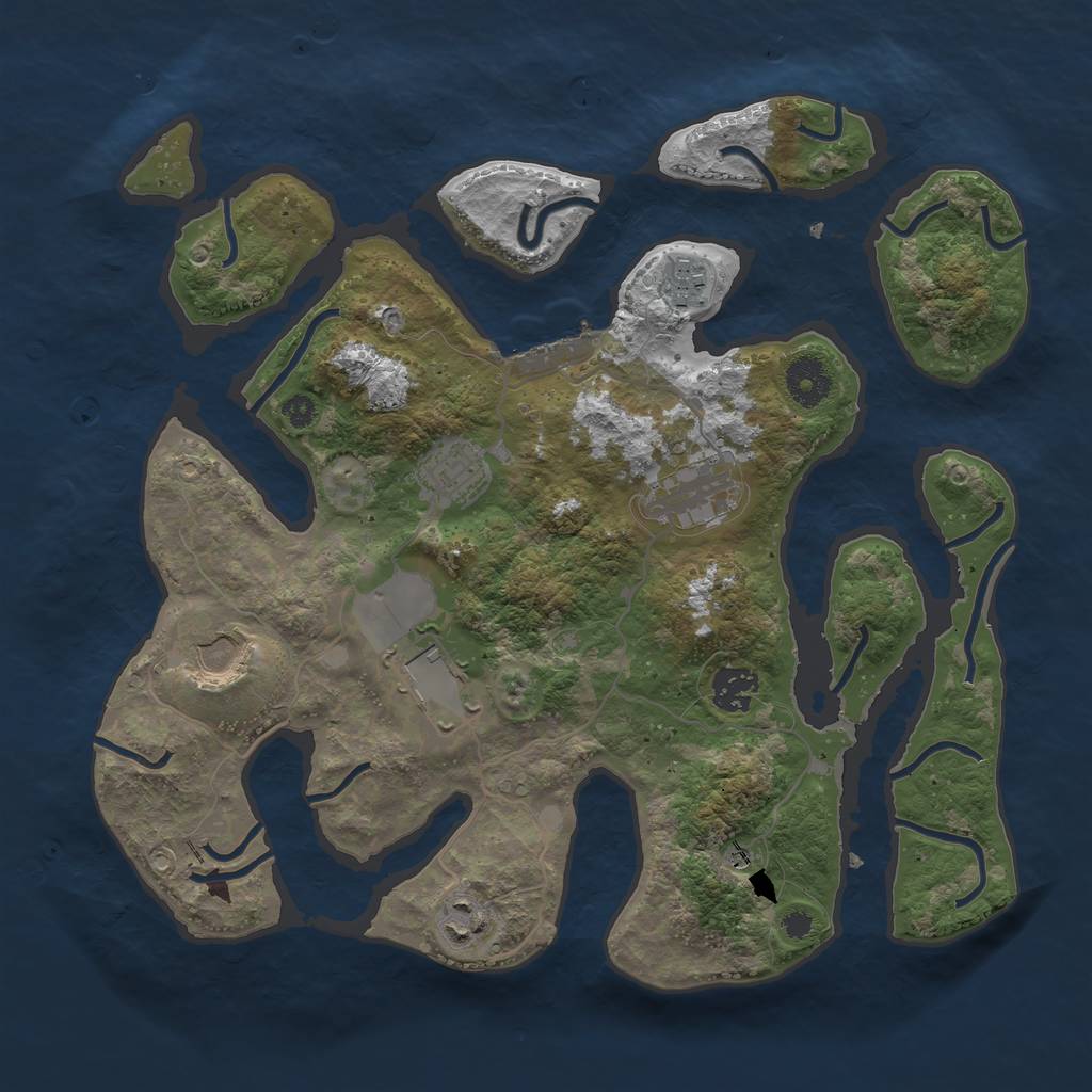 Rust Map: Procedural Map, Size: 3500, Seed: 570130, 11 Monuments