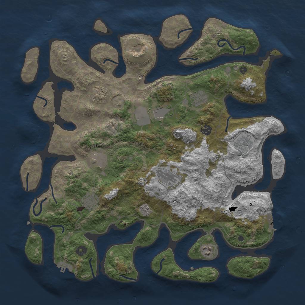 Rust Map: Procedural Map, Size: 4250, Seed: 655659, 16 Monuments