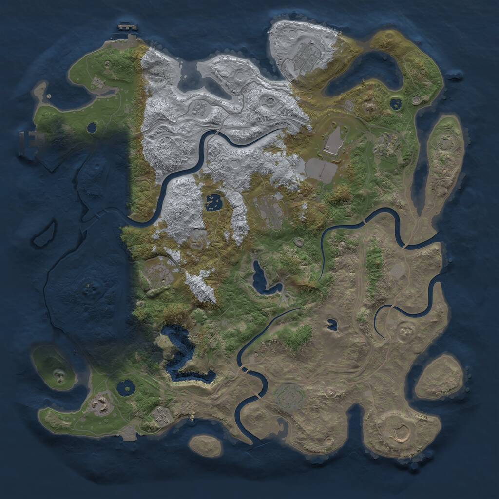 Rust Map: Procedural Map, Size: 4250, Seed: 583098, 16 Monuments