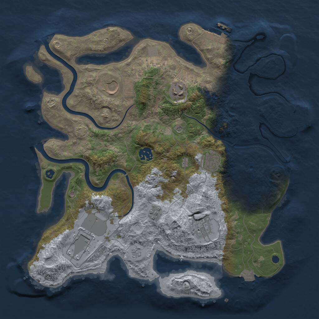 Rust Map: Procedural Map, Size: 3500, Seed: 884777010, 13 Monuments