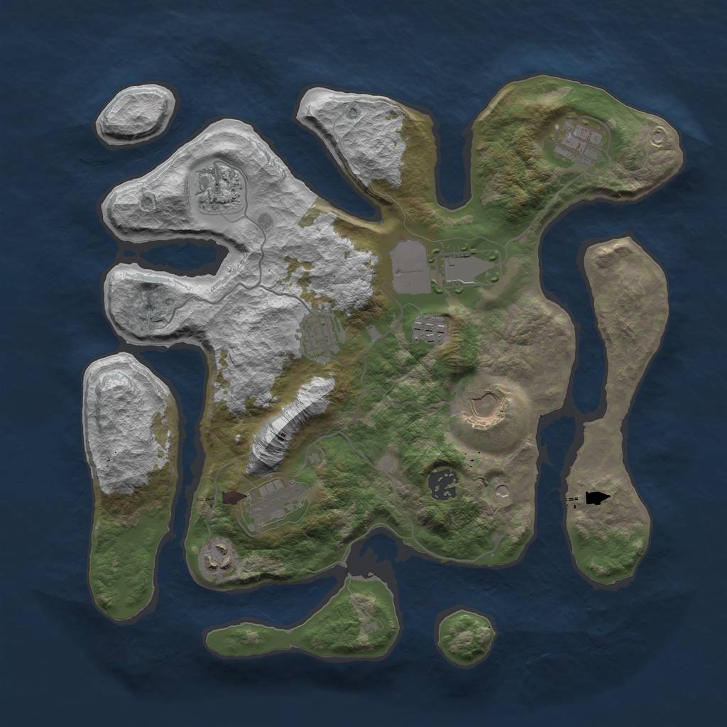 Rust Map: Barren, Size: 3500, Seed: 194052654, 12 Monuments