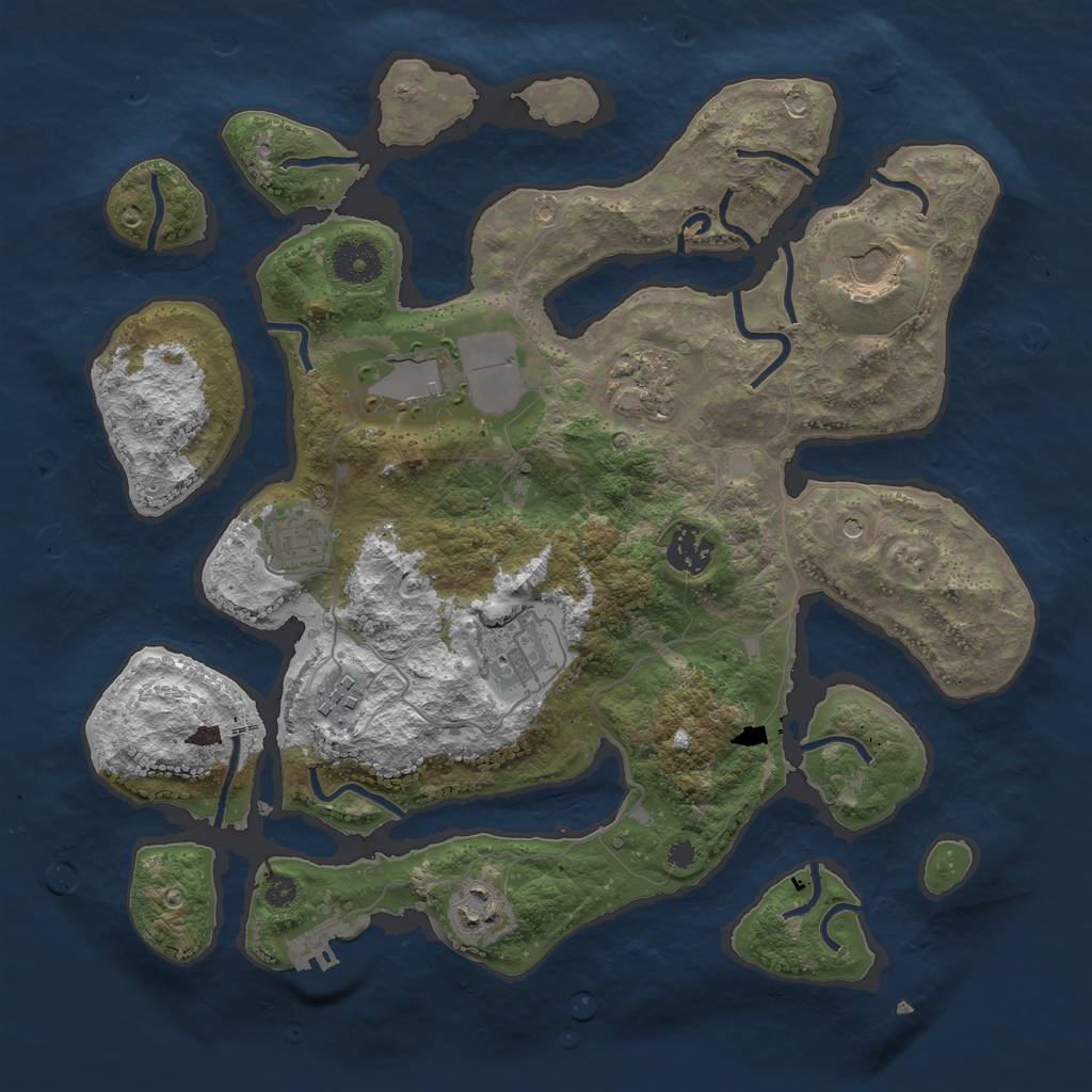 Rust Map: Procedural Map, Size: 3500, Seed: 325416, 12 Monuments