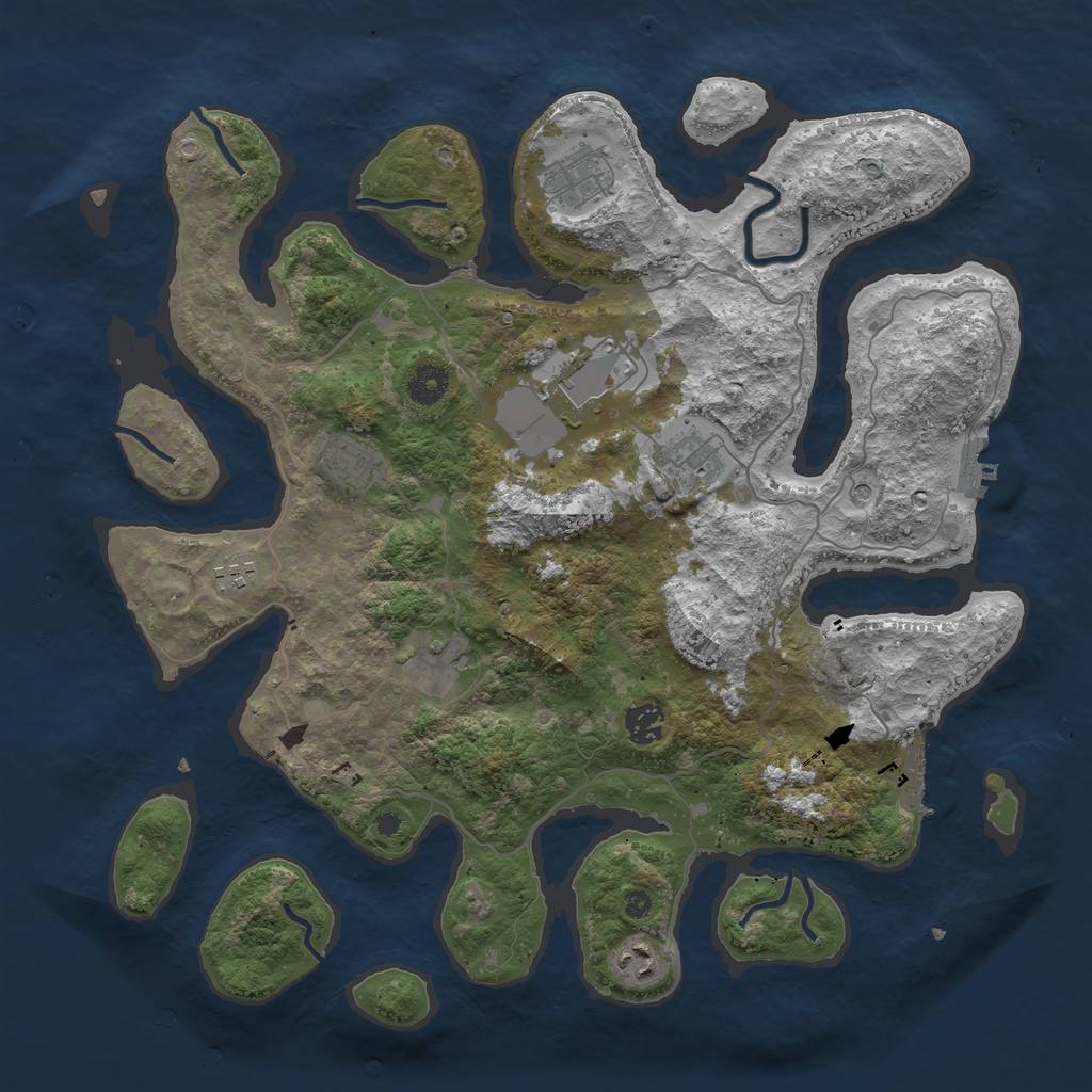 Rust Map: Procedural Map, Size: 4000, Seed: 372785, 13 Monuments