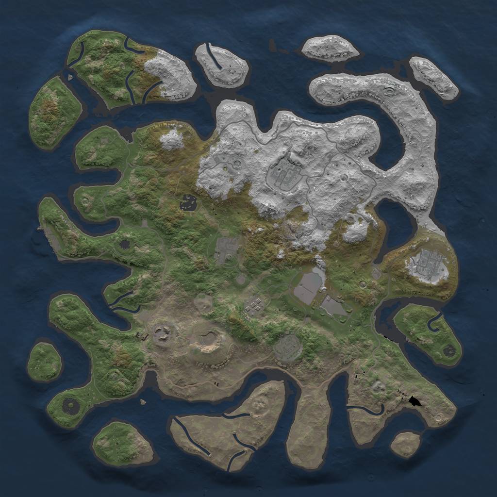 Rust Map: Procedural Map, Size: 4250, Seed: 719581, 13 Monuments