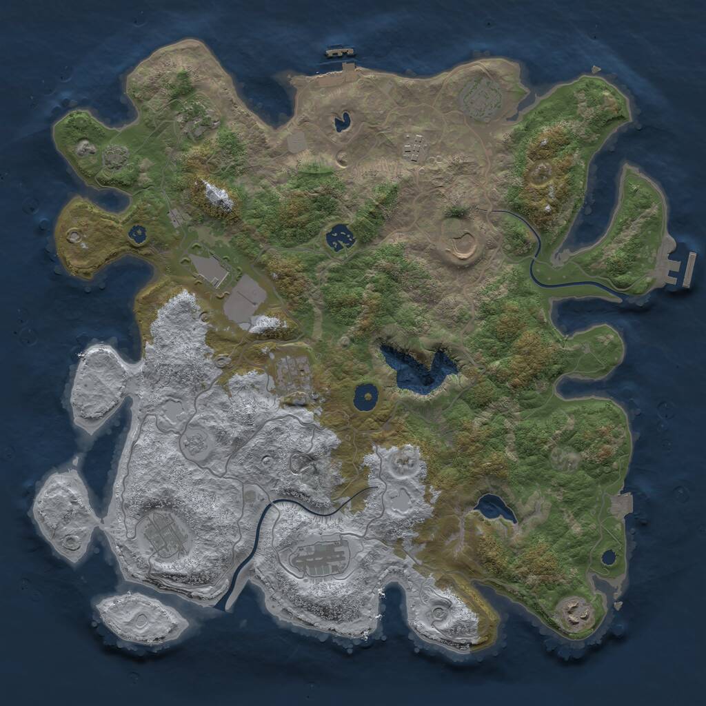 Rust Map: Procedural Map, Size: 4000, Seed: 652943, 16 Monuments