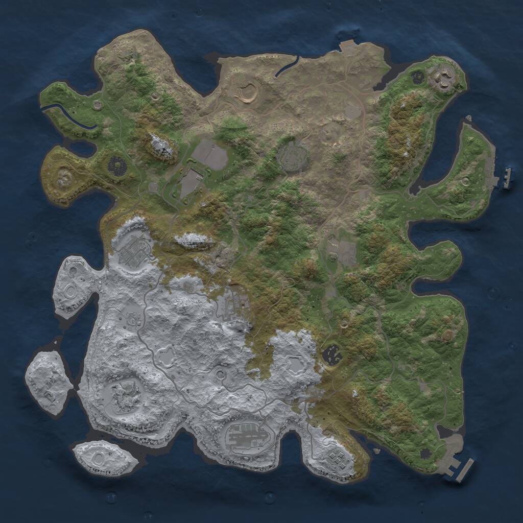 Rust Map: Procedural Map, Size: 4000, Seed: 652943, 17 Monuments