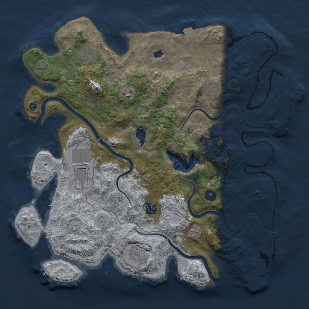 Rust Map: Procedural Map, Size: 4000, Seed: 652943, 13 Monuments