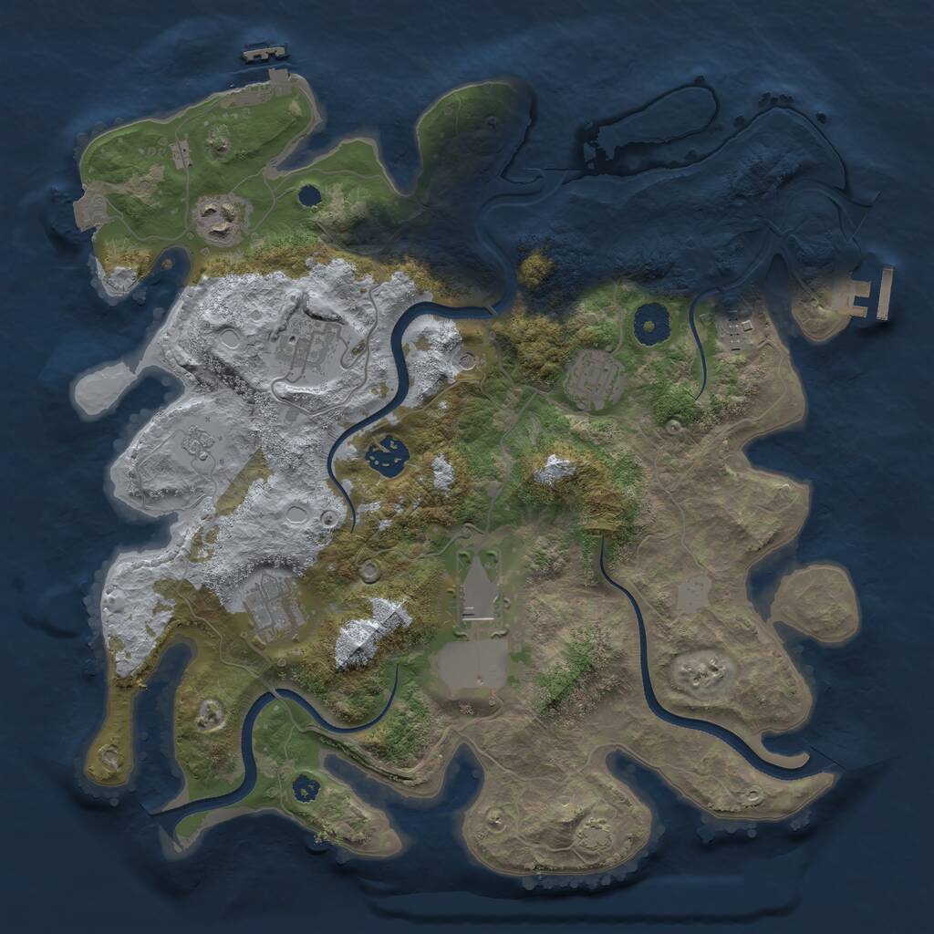 Rust Map: Procedural Map, Size: 3500, Seed: 409101, 13 Monuments