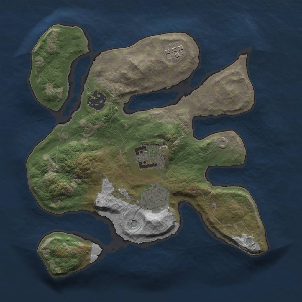 Rust Map: Barren, Size: 2500, Seed: 518525, 7 Monuments