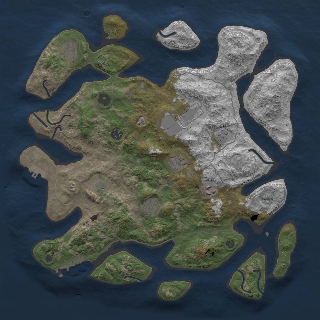 Rust Map: Procedural Map, Size: 4000, Seed: 105211, 13 Monuments